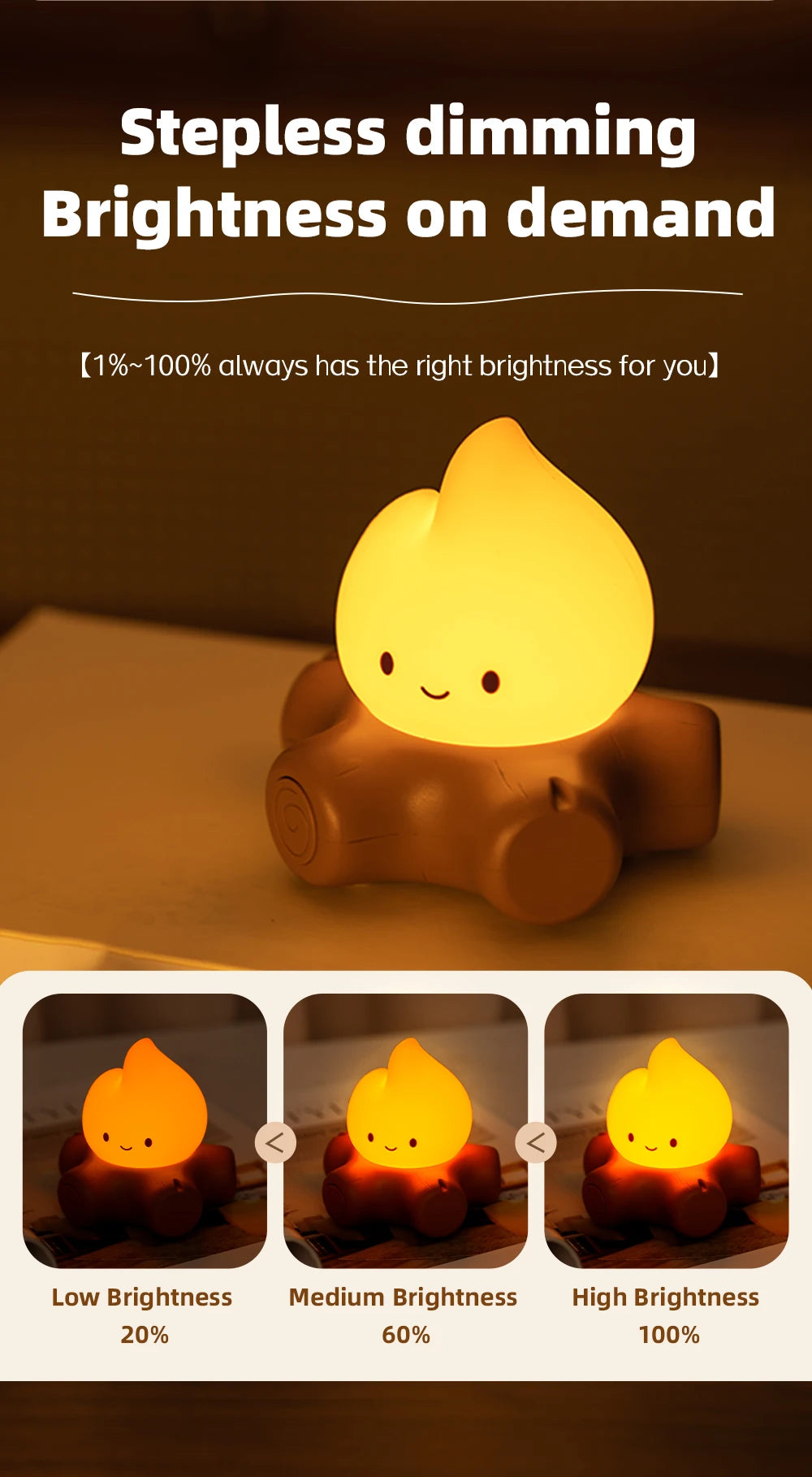 Veilleuse Feu de Camp LED avec Bruit Blanc – Lampe d’Ambiance pour Chambre d’Enfant