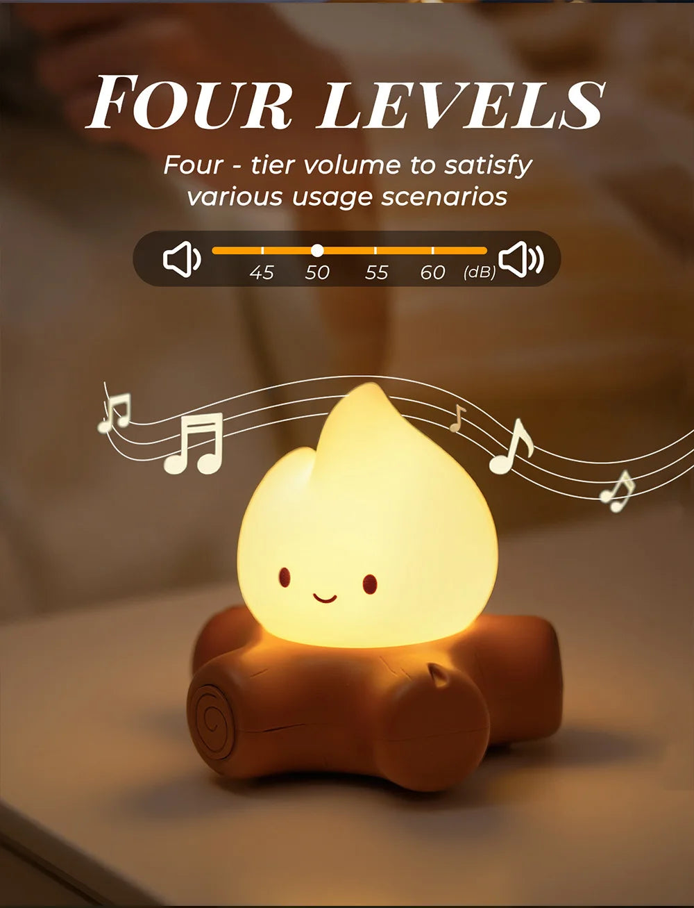 Veilleuse Feu de Camp LED avec Bruit Blanc – Lampe d’Ambiance pour Chambre d’Enfant