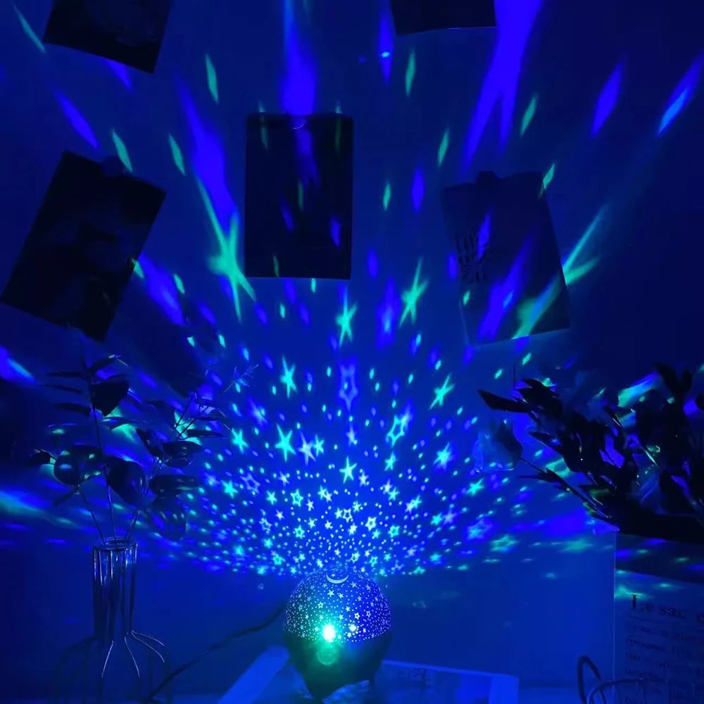 7 Modes RGB Night Lights LED Projector Light Starry Moon Projection Lamp 5V USB for Kids Present Christmas Gift Room Decorations