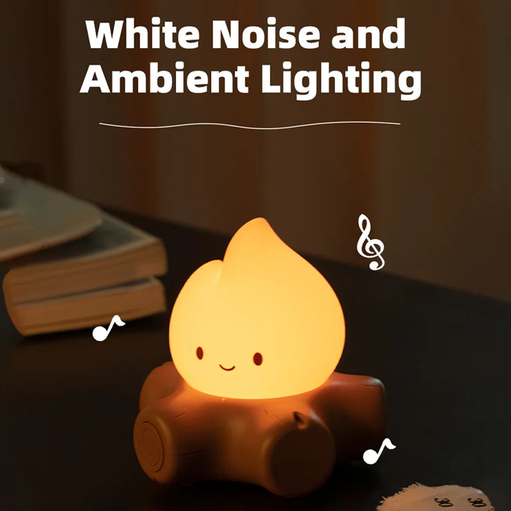 Veilleuse Feu de Camp LED avec Bruit Blanc – Lampe d’Ambiance pour Chambre d’Enfant