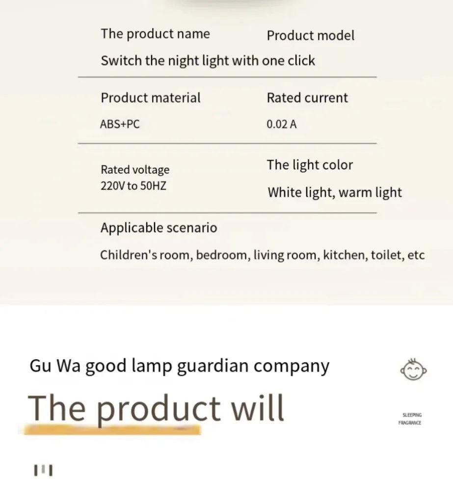 Veilleuse LED Enfant PaaMaa – Lampe de Nuit Mignonne avec Prise pour Chambre et Couloir