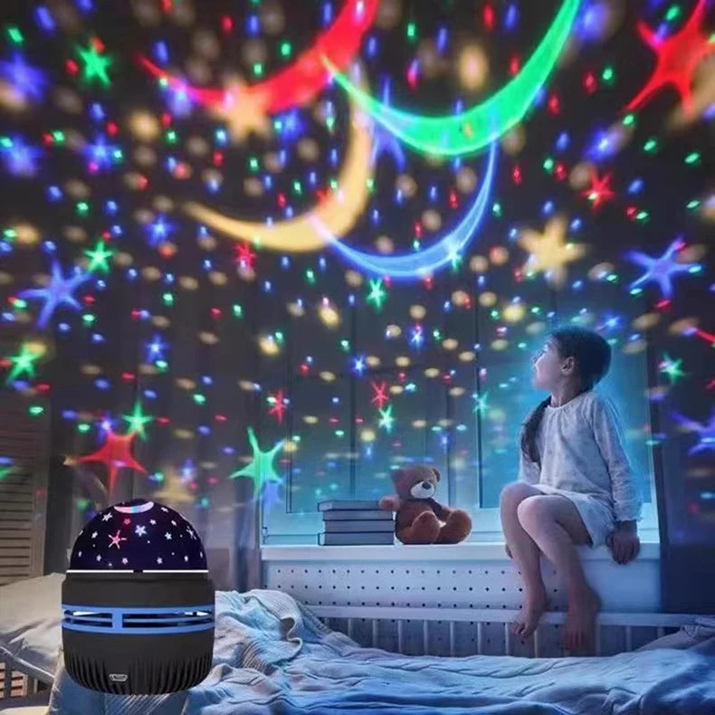 7 Modes RGB Night Lights LED Projector Light Starry Moon Projection Lamp 5V USB for Kids Present Christmas Gift Room Decorations