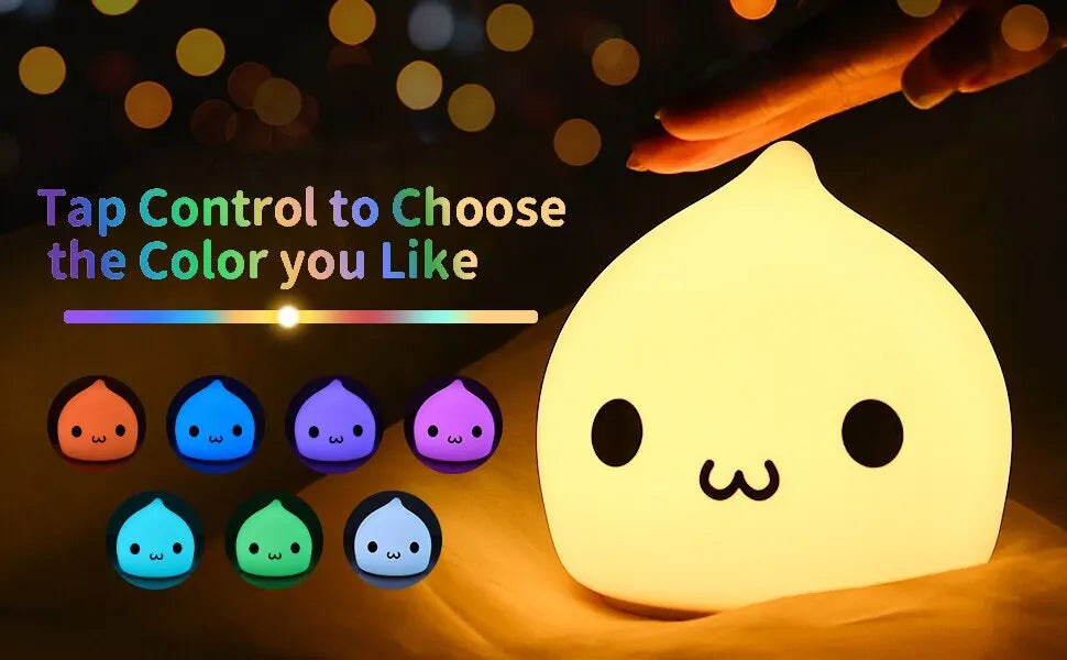 Veilleuse Enfant Goutte d’Eau – Lampe de Nuit 7 Couleurs Tactile pour Chambre