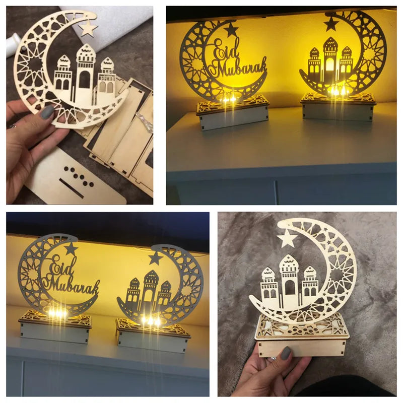 EID Mubarak Wooden Pendant Ramadan Decoration For Home Islamic Muslim Party Decor EID Gifts Abaya AL Adha Kareem