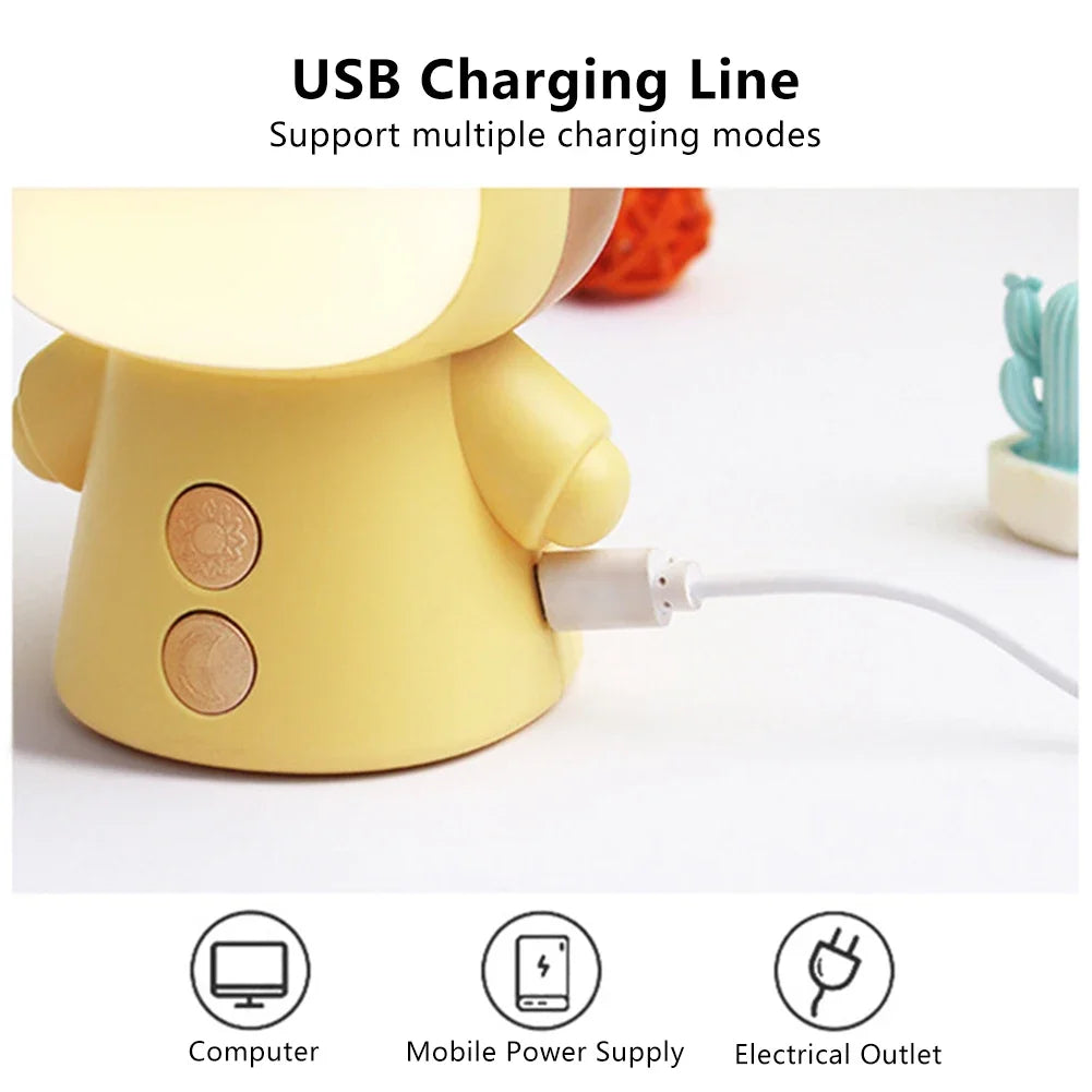 Cartoon Desk Lamp Eye Protection Energy-saving Reading Lamp USB Charging Sleeping Night Light LED Table Lamp for Kids Gift