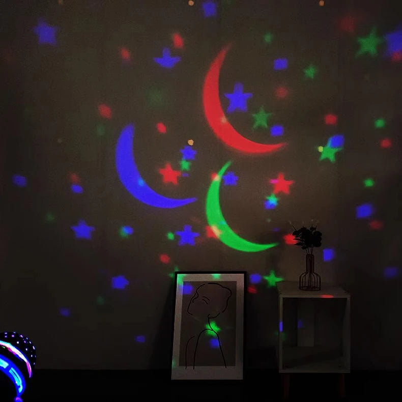 7 Modes RGB Night Lights LED Projector Light Starry Moon Projection Lamp 5V USB for Kids Present Christmas Gift Room Decorations