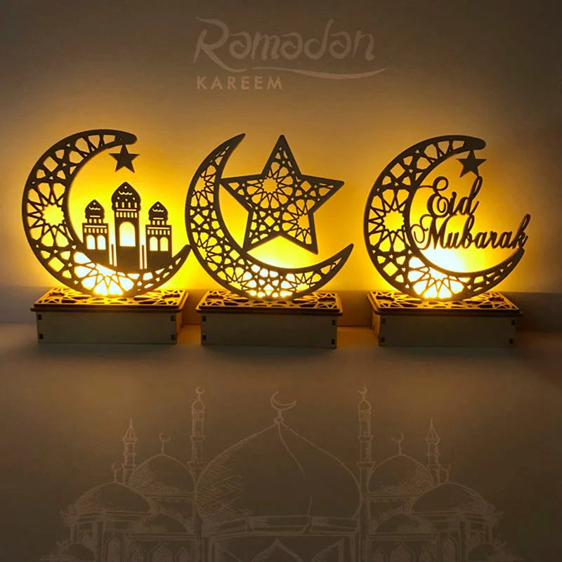 EID Mubarak Wooden Pendant Ramadan Decoration For Home Islamic Muslim Party Decor EID Gifts Abaya AL Adha Kareem