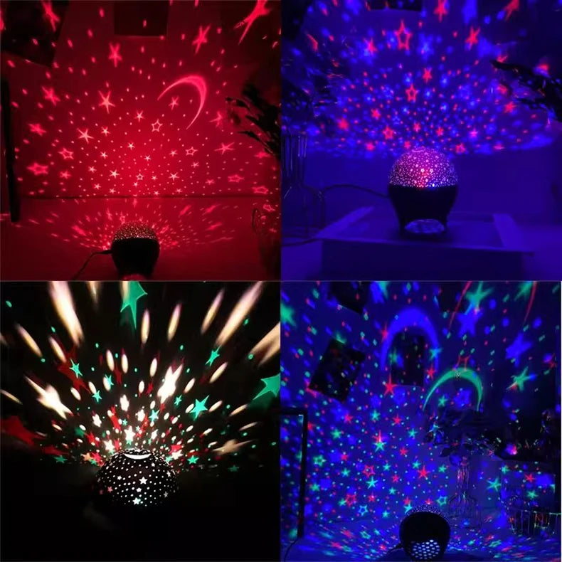 7 Modes RGB Night Lights LED Projector Light Starry Moon Projection Lamp 5V USB for Kids Present Christmas Gift Room Decorations