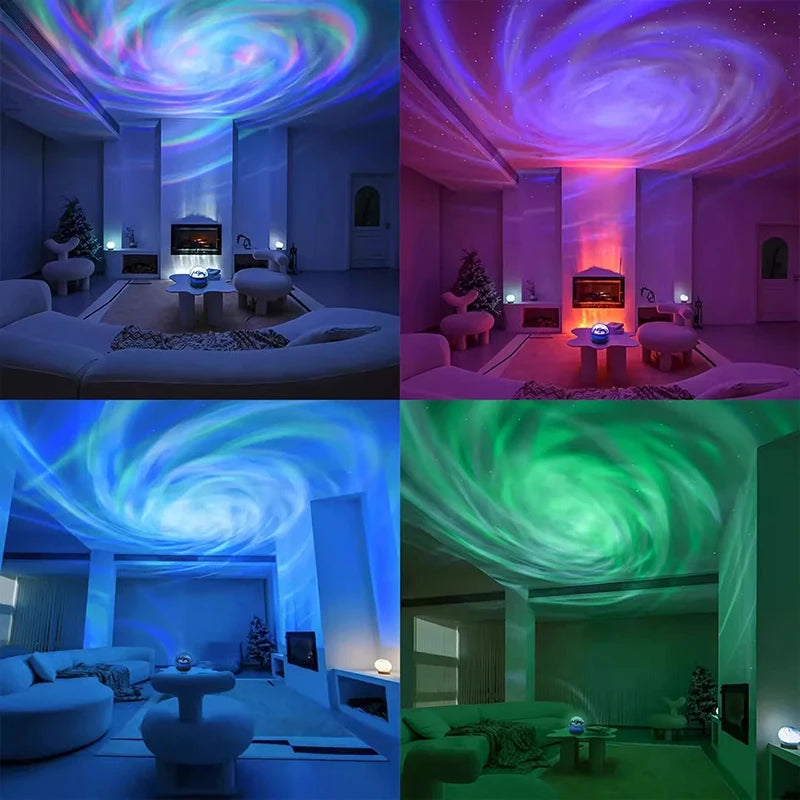 RGB Swirl Projection Remote Control Colorful Lamp LED Galaxy Projector Light Bedroom Night Light for Kids Living Room Party