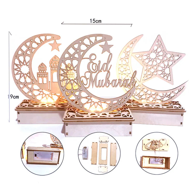 EID Mubarak Wooden Pendant Ramadan Decoration For Home Islamic Muslim Party Decor EID Gifts Abaya AL Adha Kareem