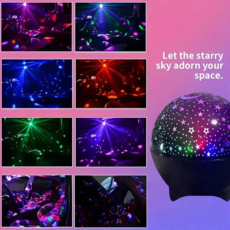 7 Modes RGB Night Lights LED Projector Light Starry Moon Projection Lamp 5V USB for Kids Present Christmas Gift Room Decorations