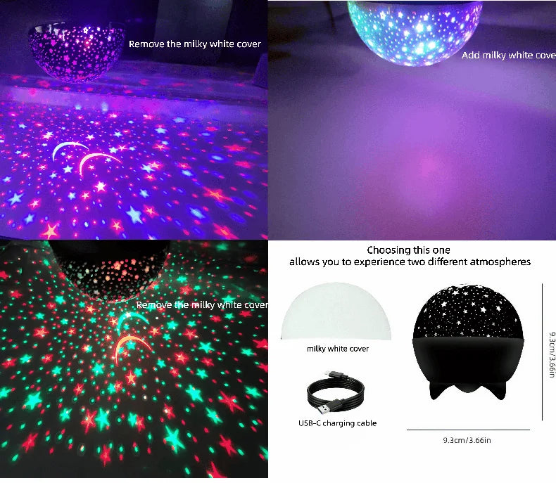 7 Modes RGB Night Lights LED Projector Light Starry Moon Projection Lamp 5V USB for Kids Present Christmas Gift Room Decorations