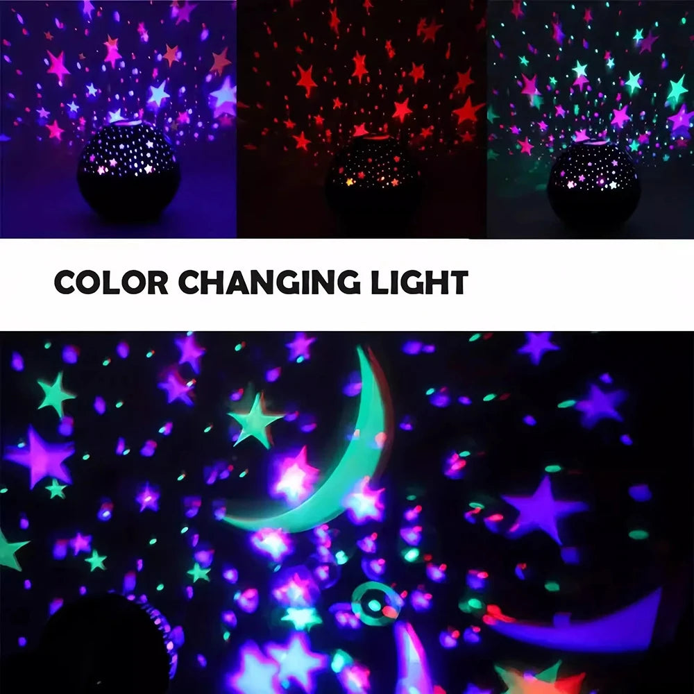7 Modes RGB Night Lights LED Projector Light Starry Moon Projection Lamp 5V USB for Kids Present Christmas Gift Room Decorations