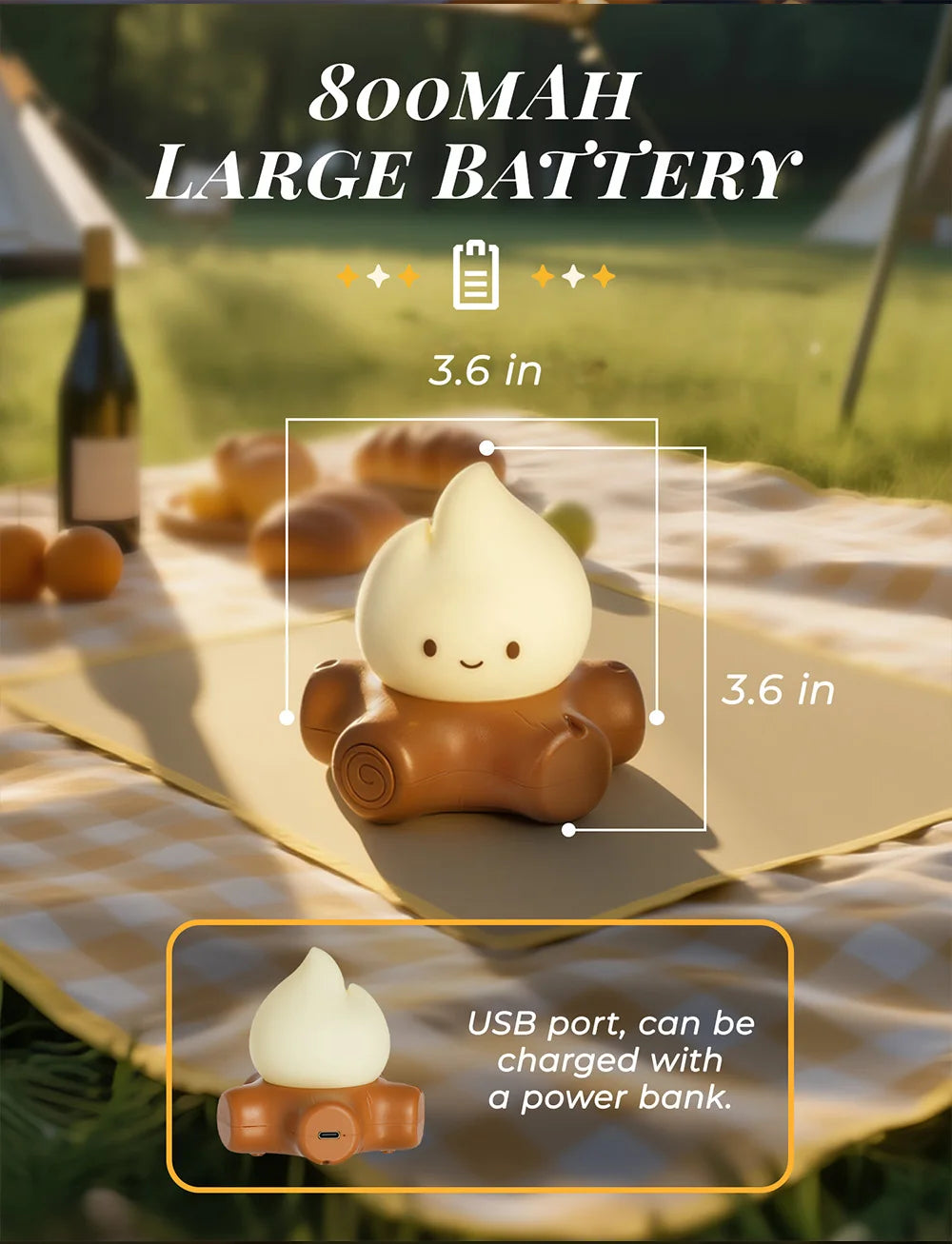 Veilleuse Feu de Camp LED avec Bruit Blanc – Lampe d’Ambiance pour Chambre d’Enfant