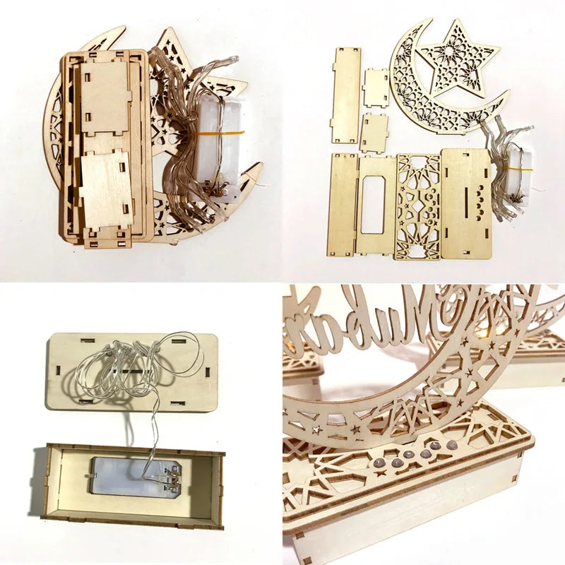 EID Mubarak Wooden Pendant Ramadan Decoration For Home Islamic Muslim Party Decor EID Gifts Abaya AL Adha Kareem