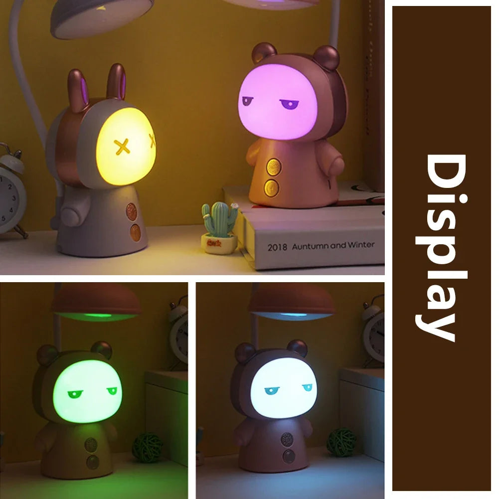 Cartoon Desk Lamp Eye Protection Energy-saving Reading Lamp USB Charging Sleeping Night Light LED Table Lamp for Kids Gift